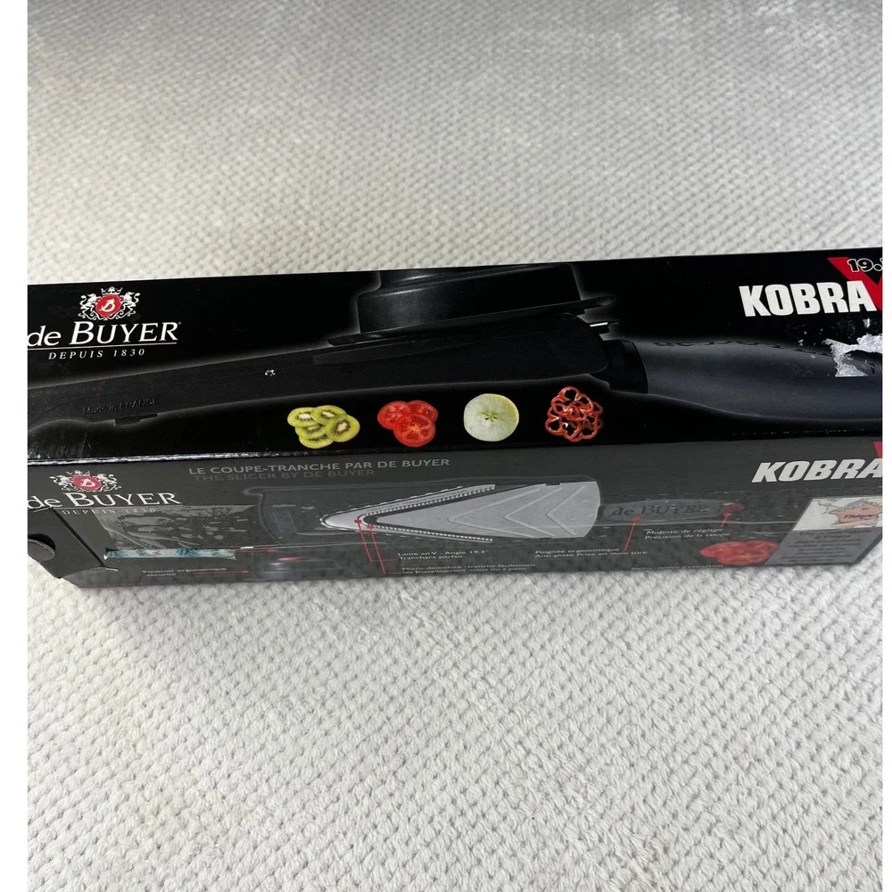 de Buyer Kobra Adjustable Mandoline Slicer V-Blade Stainless Steel Black 19.3